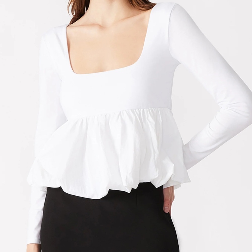 Zara Bubble Hem Long Sleeve Top : Medium